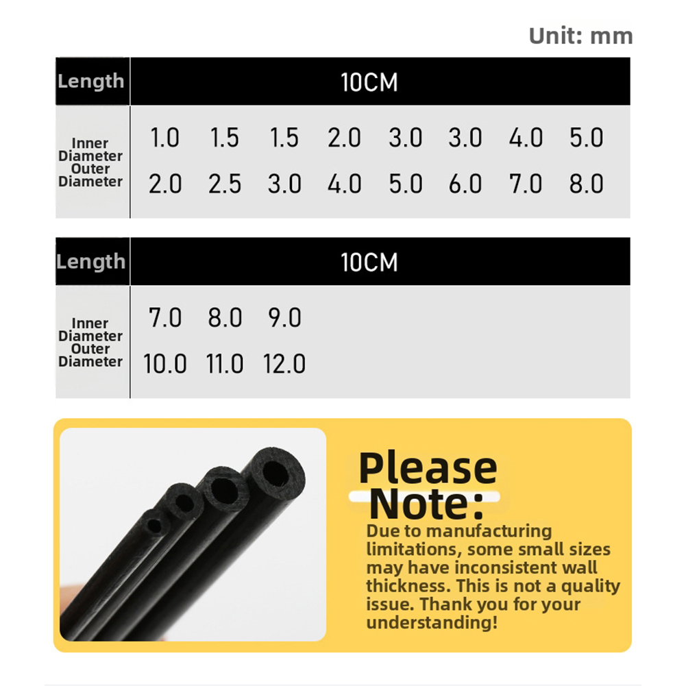 10cm Black Hollow Carbon Fiber - đánh giá và giá Fishing Rod Carbon Fiber