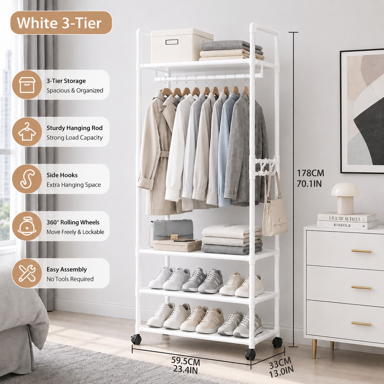 Rolling Clothes Rack With Whee - đánh giá và giá Fishing Rod Travel